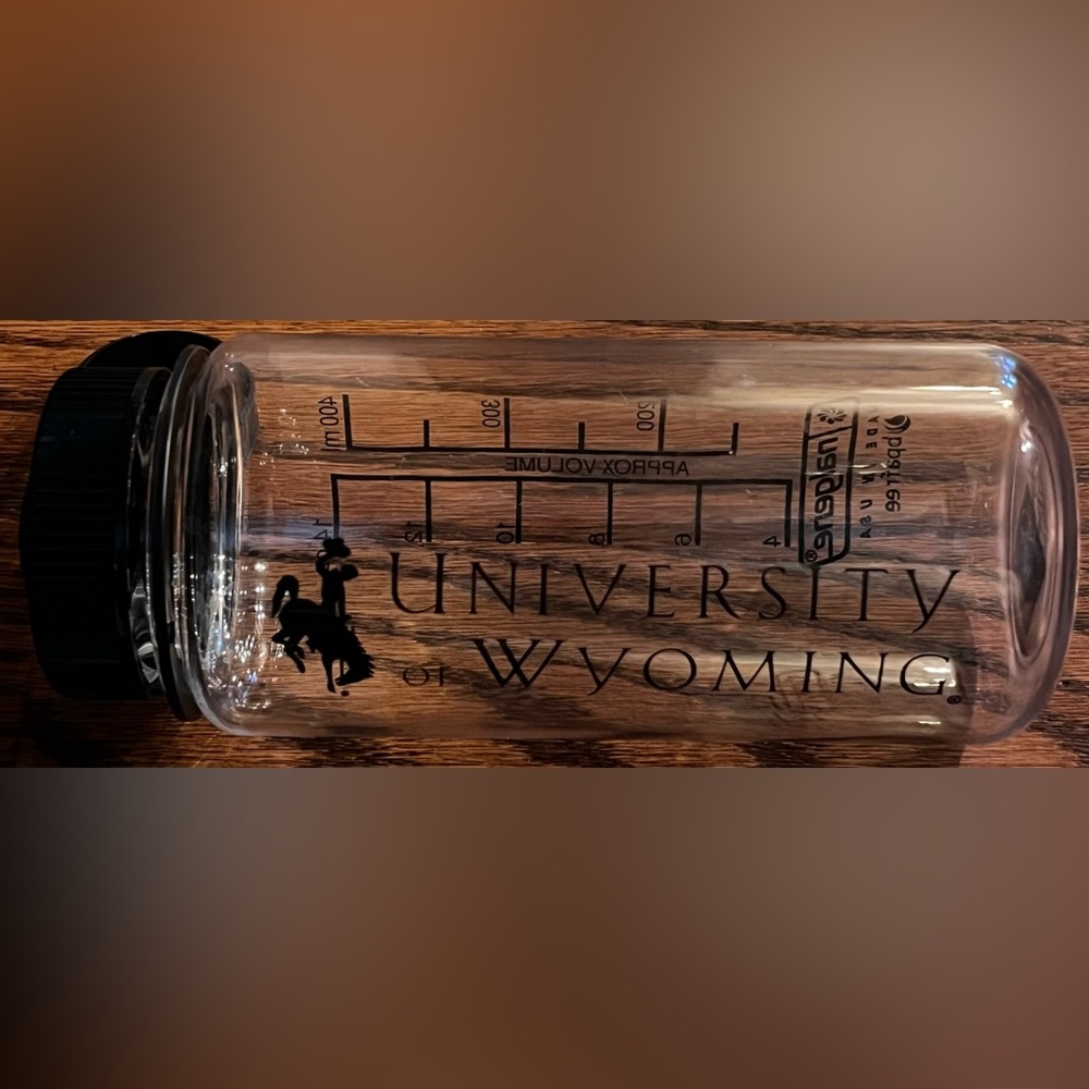 University of Wyoming clear water bottle